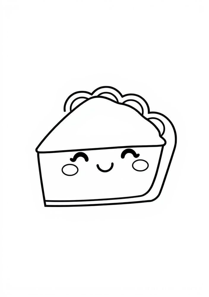 Desenho de Torta Kawaii para Colorir
