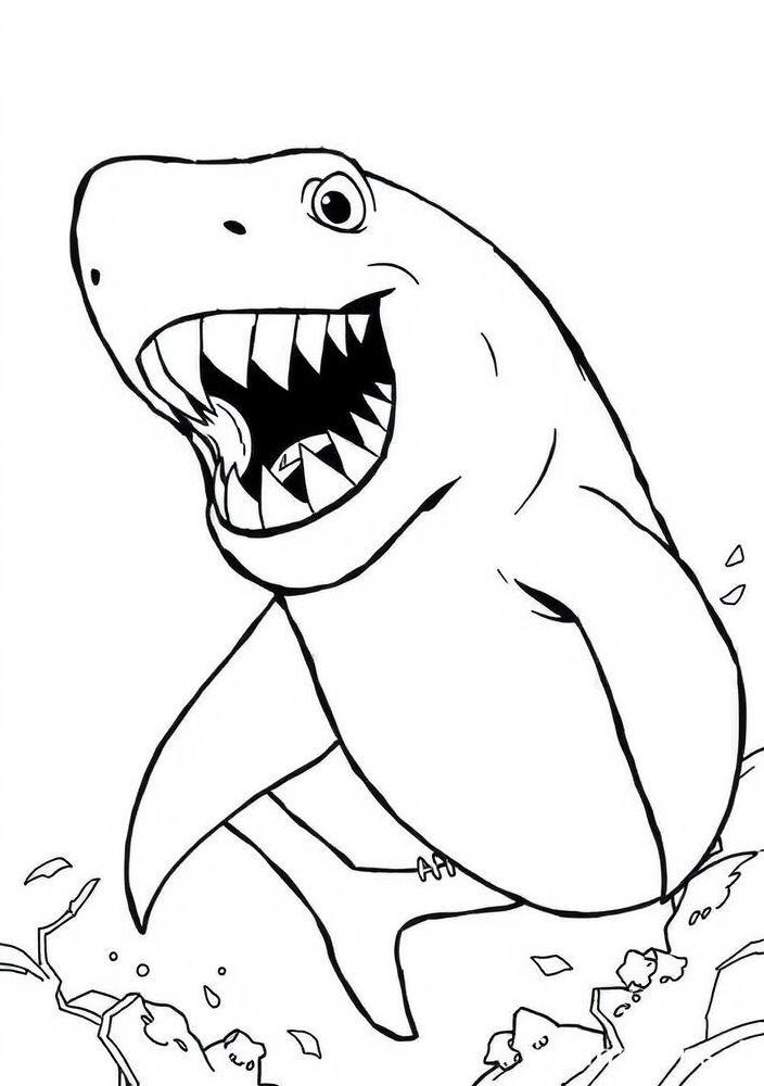 Desenho de Tubarão Vestindo uma Capa de Super-Herói para Colorir