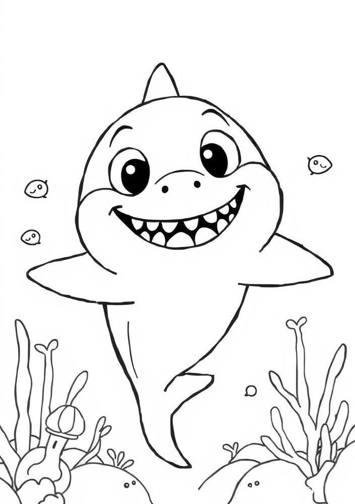 Desenho de Tubarão de Estilo Cartoon para colorir