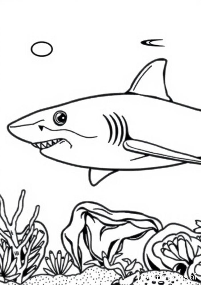 Desenho de Tubarão e O Aquário para Colorir