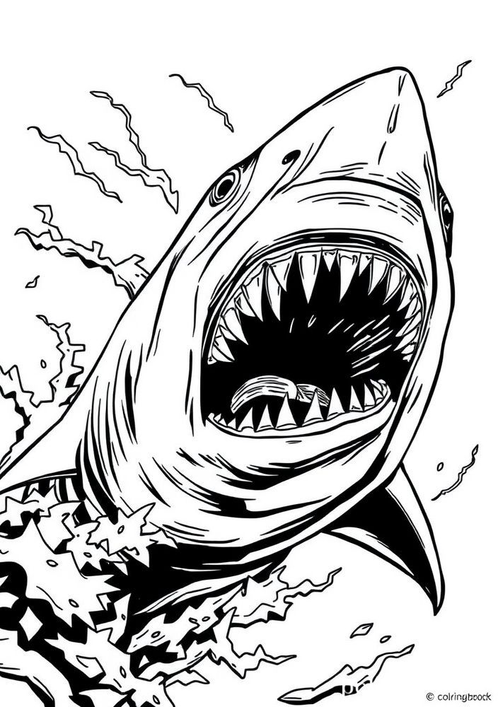 Desenho de Tubarão e a Tempestade para Colorir