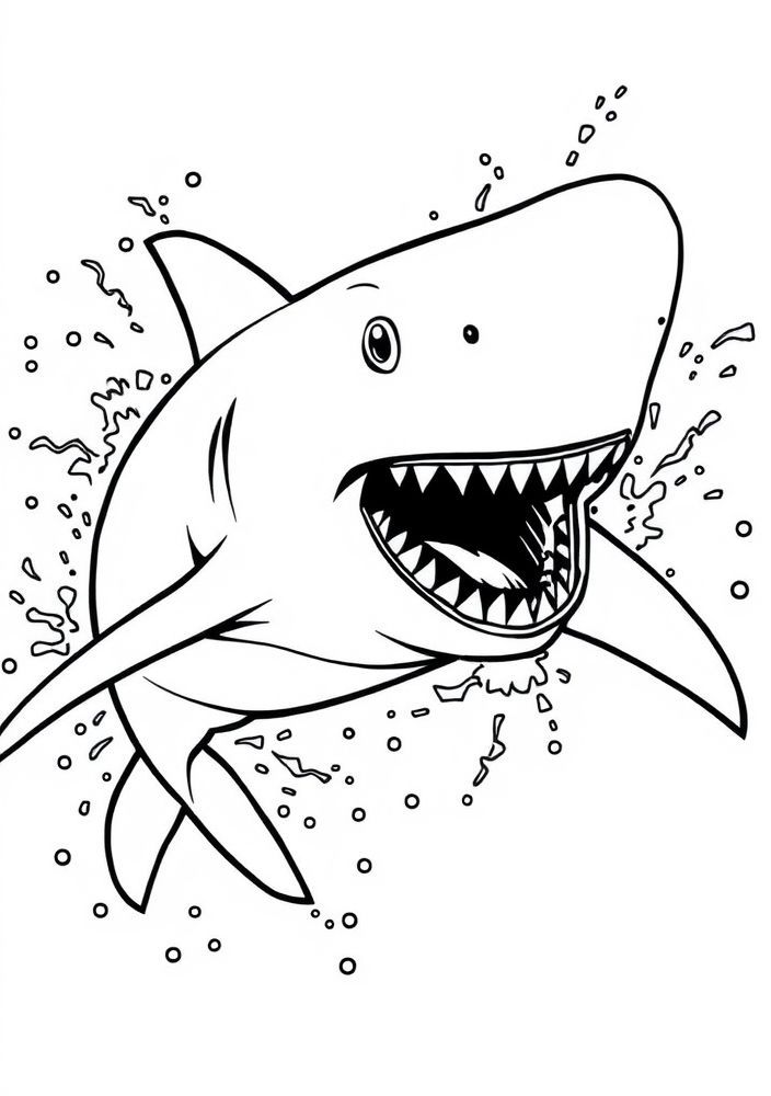 Desenho de Tubarão em Ação para colorir