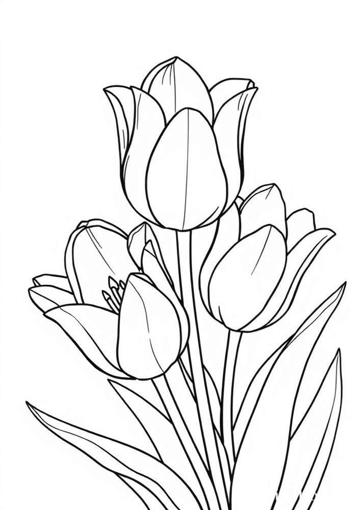 Desenho de Tulipas elegantes para colorir