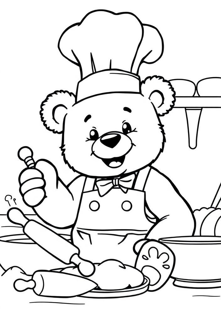 Desenho de Ursinho Culinário para colorir