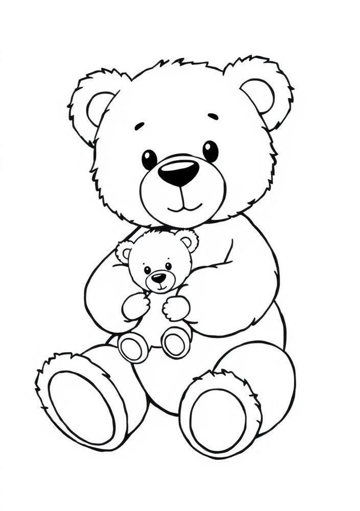 Desenho de Ursinho e seu Teddy para colorir