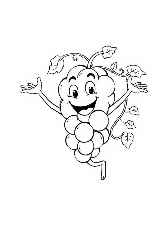 Desenho de Uva dançante para colorir