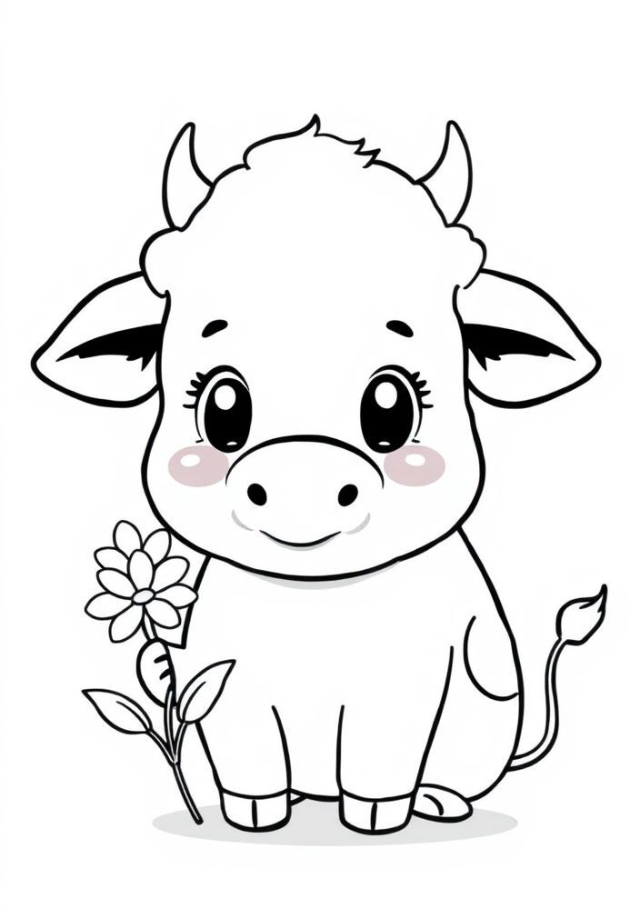 Desenho de Vaca Kawaii para colorir