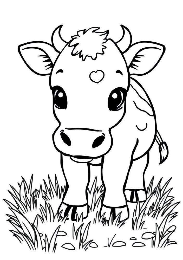 Desenho de Vaca Pastando para Colorir