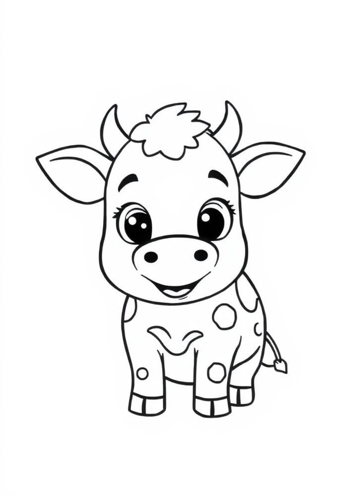 Desenho de Vaca em estilo cartoon para colorir
