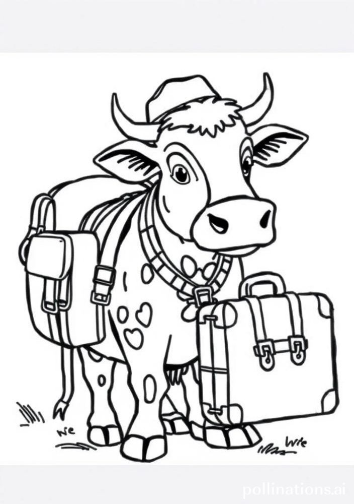 Desenho de Vaca viajante para colorir