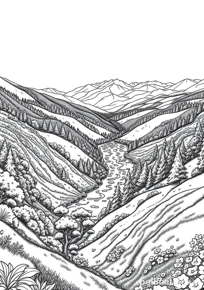 Desenho de Vale Verdejante para colorir