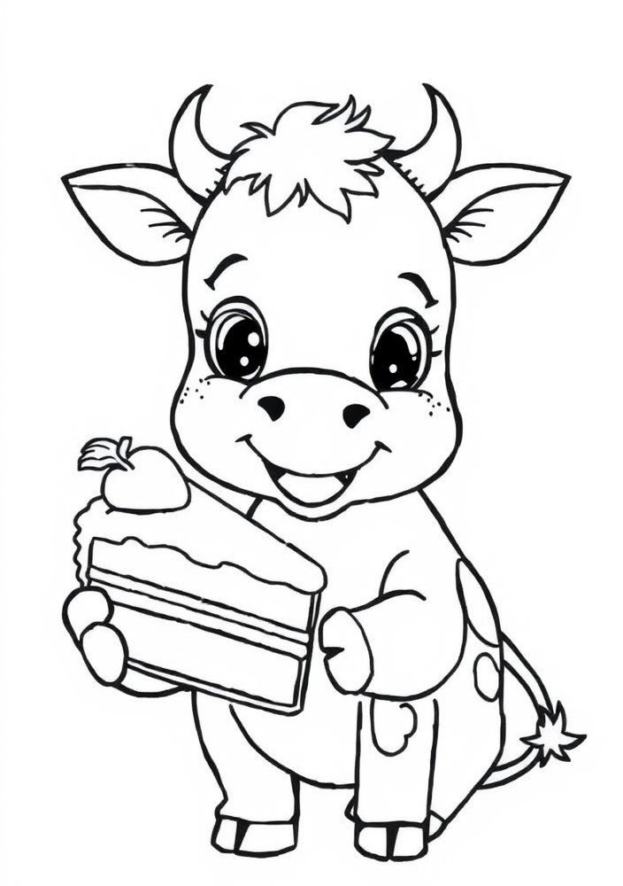 Desenho de Vaquinha com Bolo de Cenoura