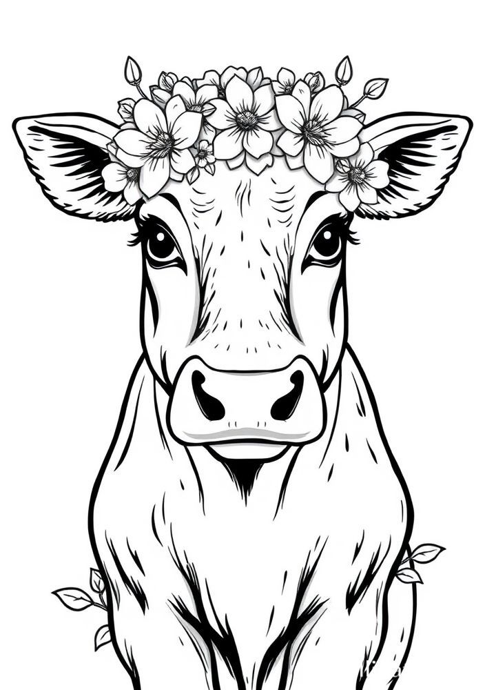 Desenho de Vaquinha com Gogó de Flores