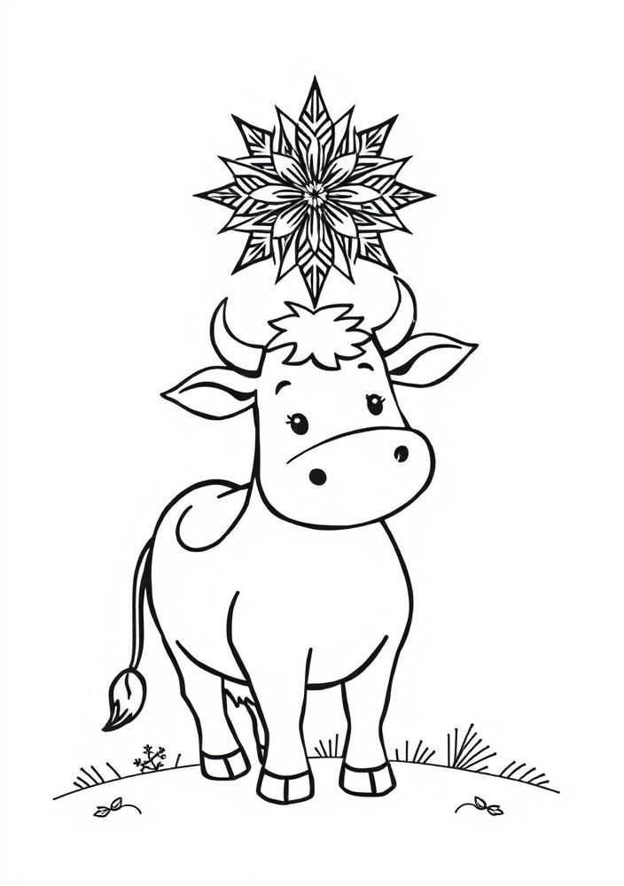 Desenho de Vaquinha na Estrela do Natal