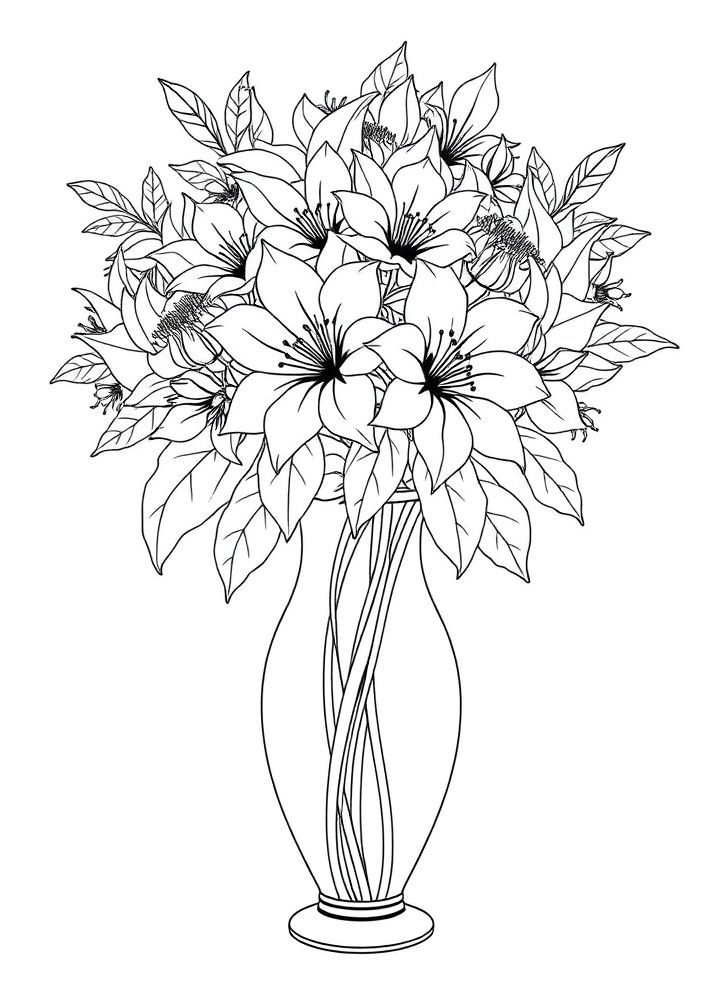 Desenho de Vaso com Flores para colorir