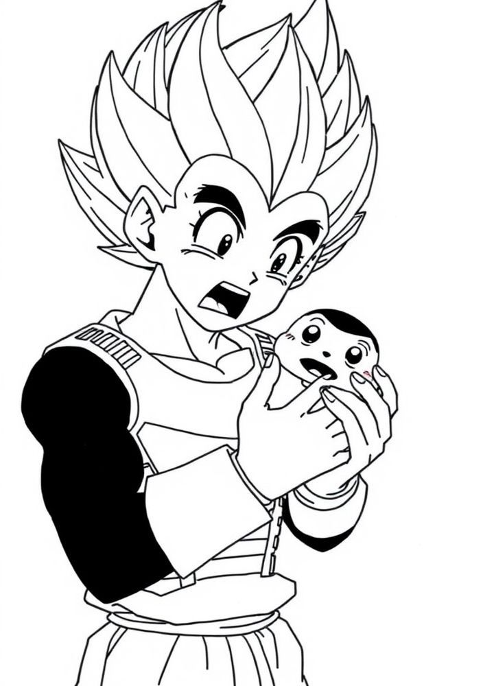 Desenho de Vegeta com um Senzu bean para colorir