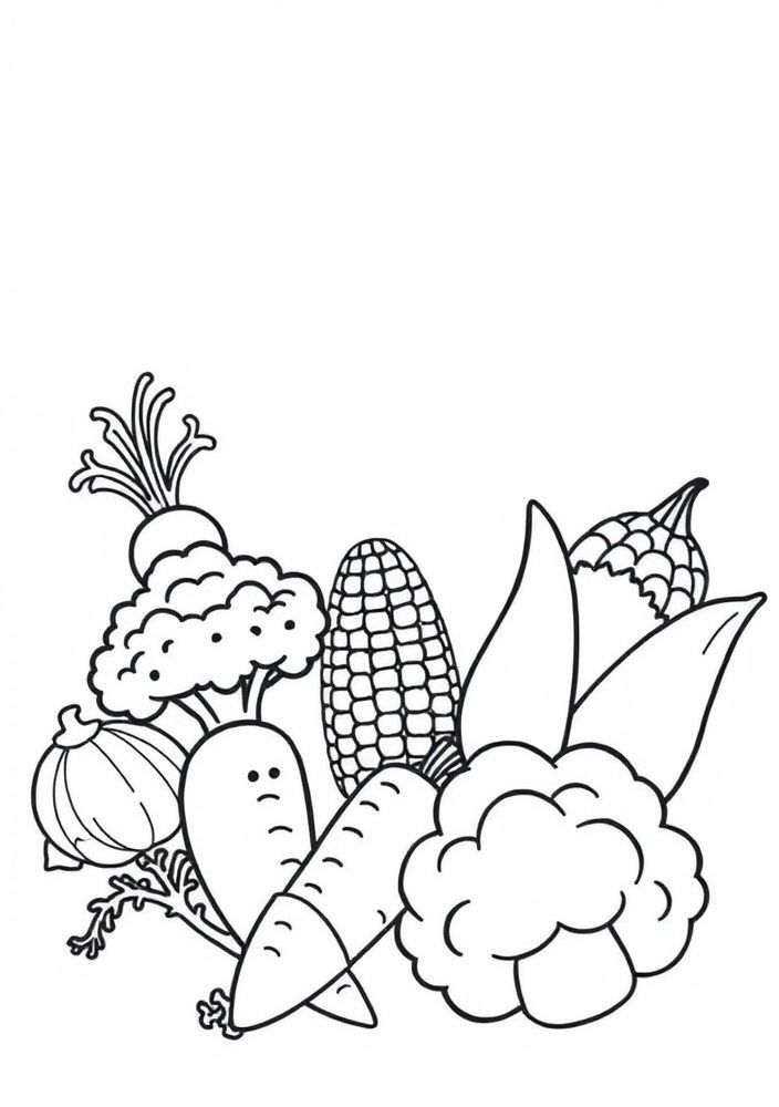 Desenho de Vegetais Diversos para Colorir