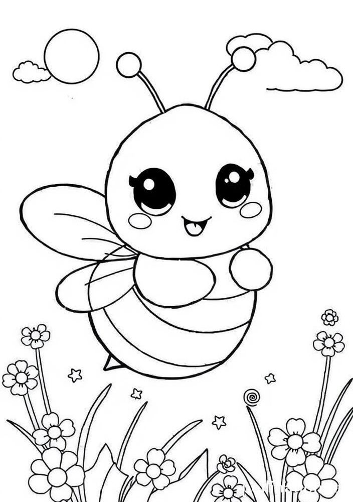 Desenho de Vespa Kawaii em um Dia de Sol