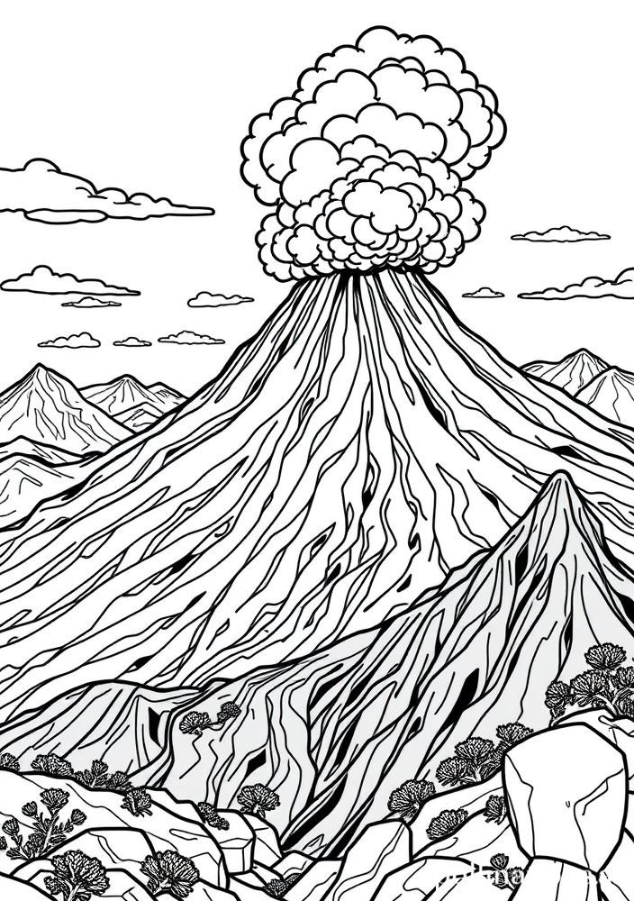 Desenho de Vulcão Ativo para colorir
