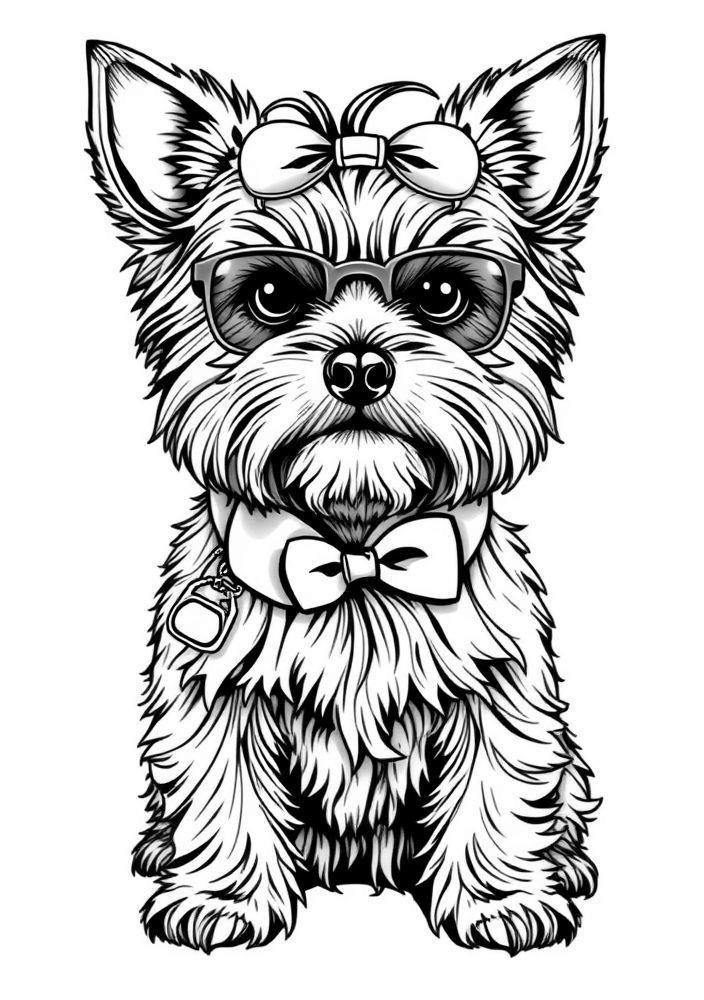 Desenho de Yorkshire Terrier estiloso para colorir