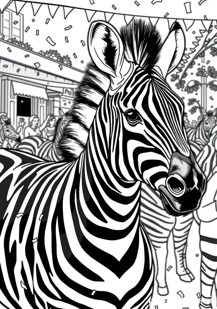 Desenho de Zebra em um desfile para colorir