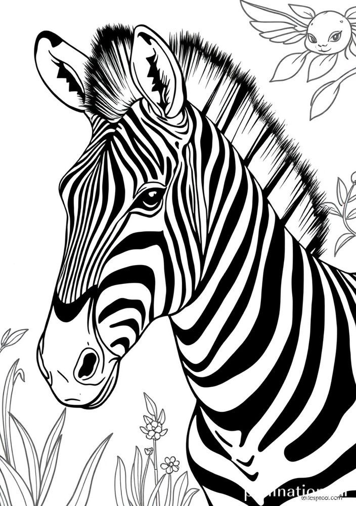 Desenho de Zebra em uma classe de arte para colorir