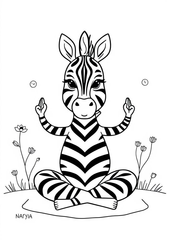 Desenho de Zebra fazendo ioga para colorir