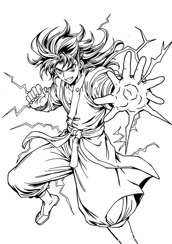 Desenho de Zenitsu Agatsuma em ação para colorir