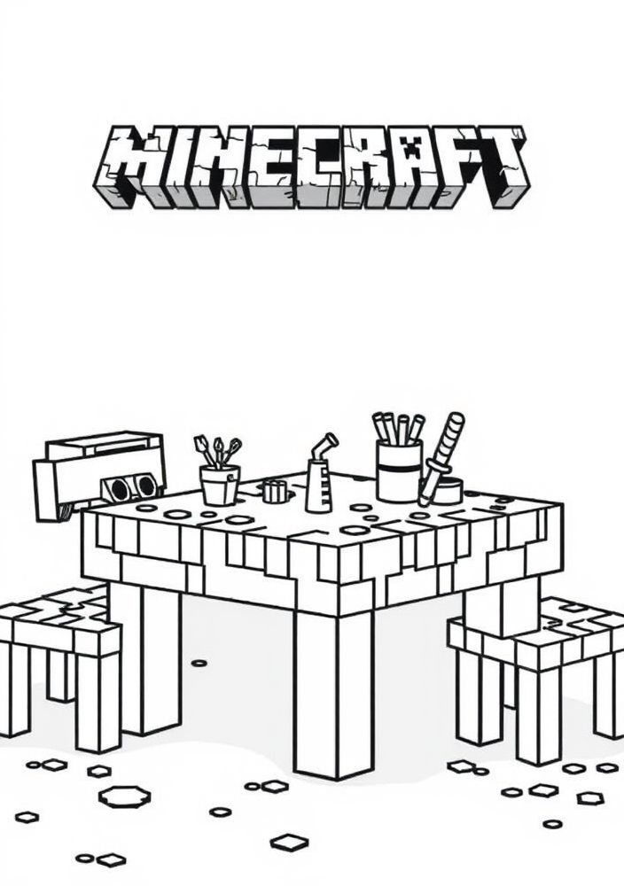 Desenho de bancada de trabalho para colorir