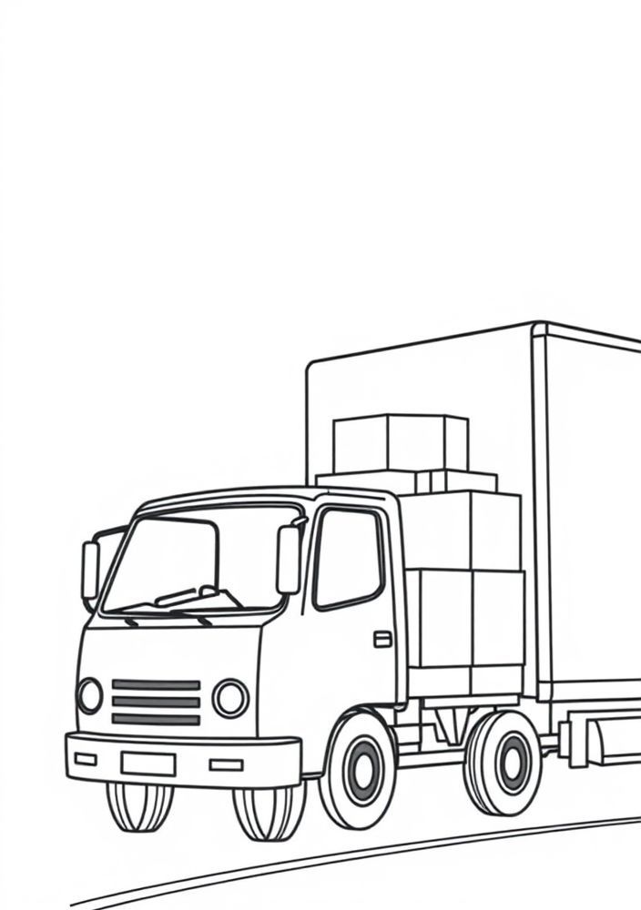 Desenho de caminhão de entrega de móveis para colorir