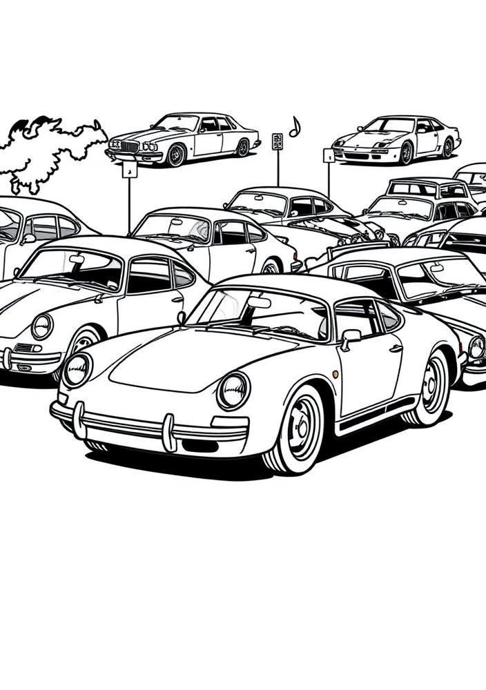 Desenho de carros clássicos para colorir