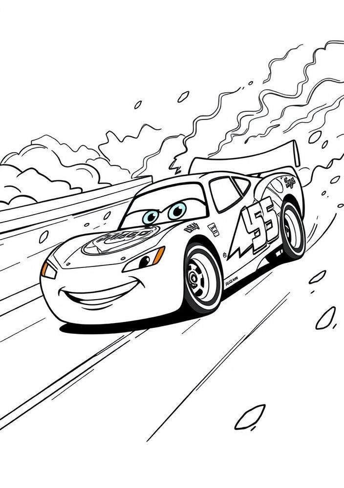 Desenho de carros competindo para colorir