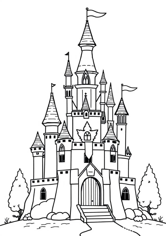 Desenho de castelo mágico para colorir