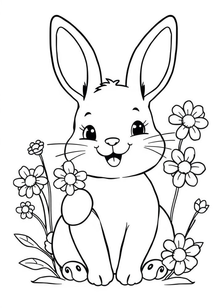 Desenho de coelho feliz para colorir