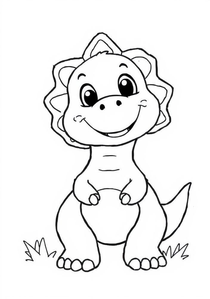 Desenho de dino fofo para colorir