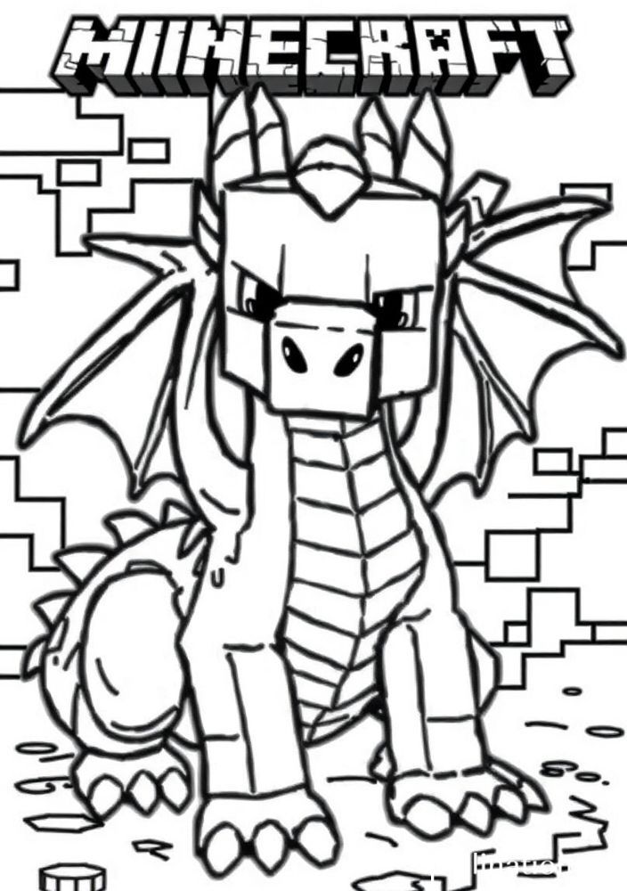 Desenho de dragão no Minecraft para colorir