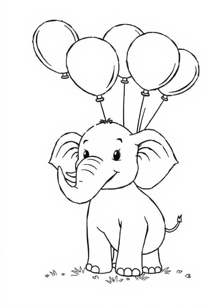 Desenho de elefante brincando para colorir