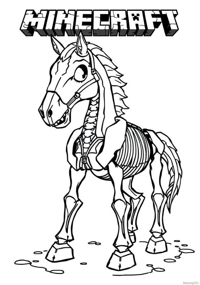 Desenho de esqueleto de cavalo para colorir
