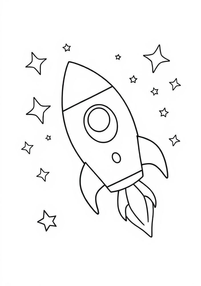 Desenho de foguete em voo para colorir