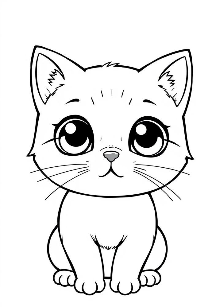 Desenho de gato kawaii para colorir