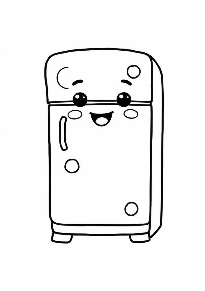 Desenho de geladeira cute para colorir