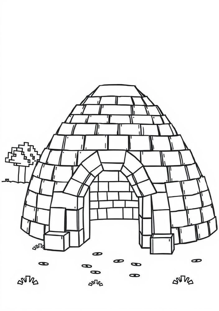 Desenho de iglu para colorir