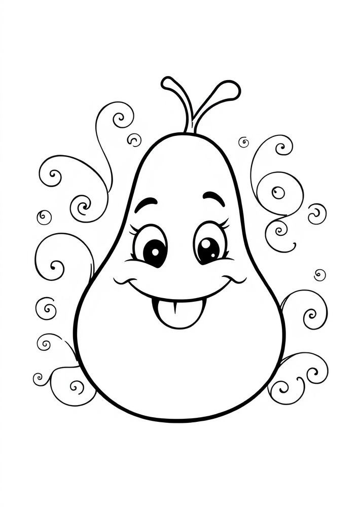 Desenho de pera sorridente para colorir