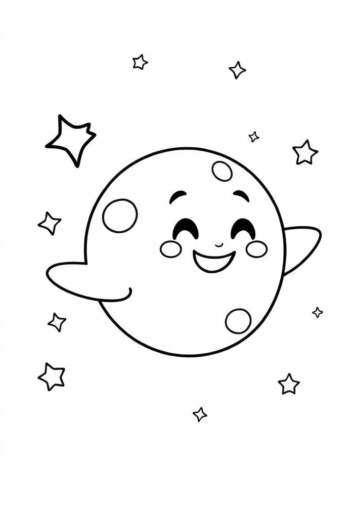 Desenho de planeta sorridente para colorir