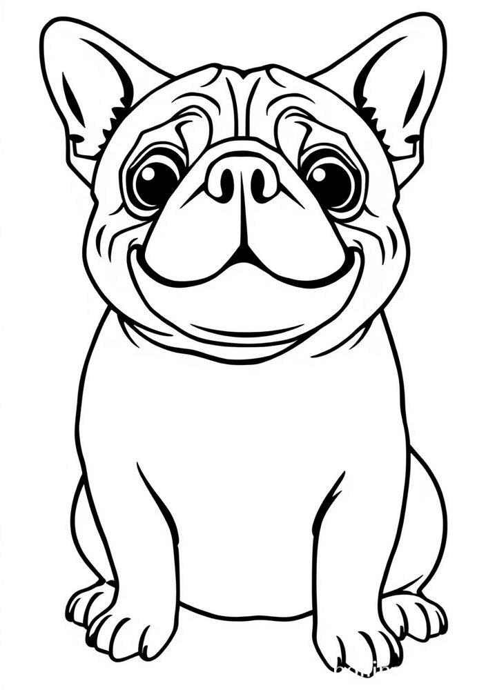 Desenho de pug sorridente para colorir