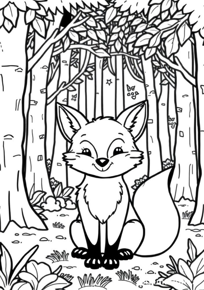 Desenho de raposa sorridente para colorir