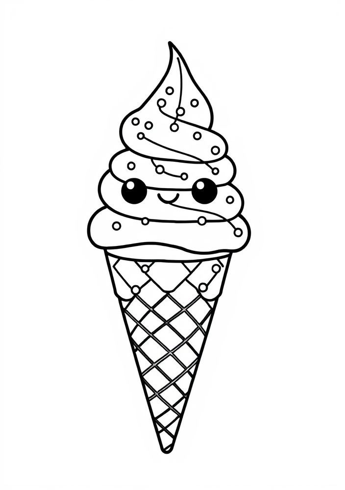 Desenho de sorvete divertido para colorir
