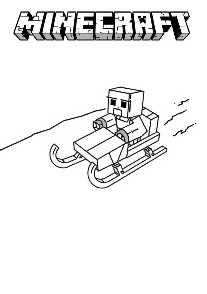 Desenho de trenó no Minecraft para colorir