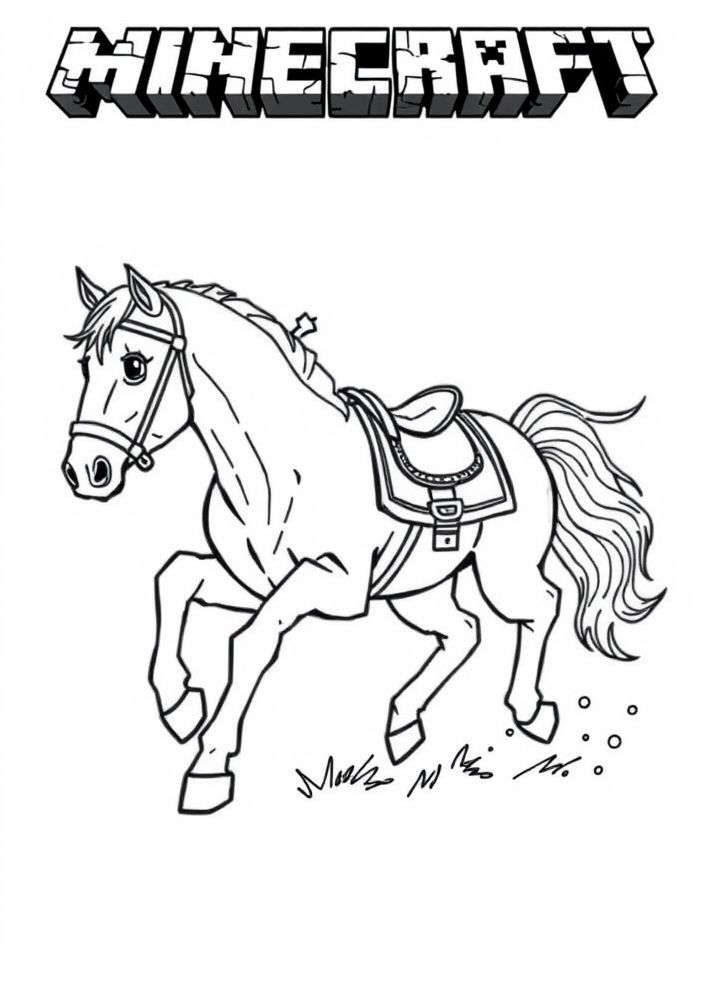 Desenho de um Cavalo do Minecraft para colorir