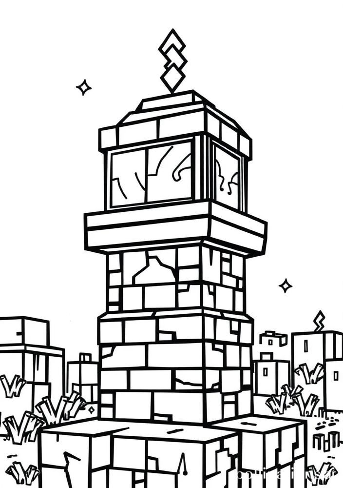 Desenho de um Farol do Minecraft para colorir